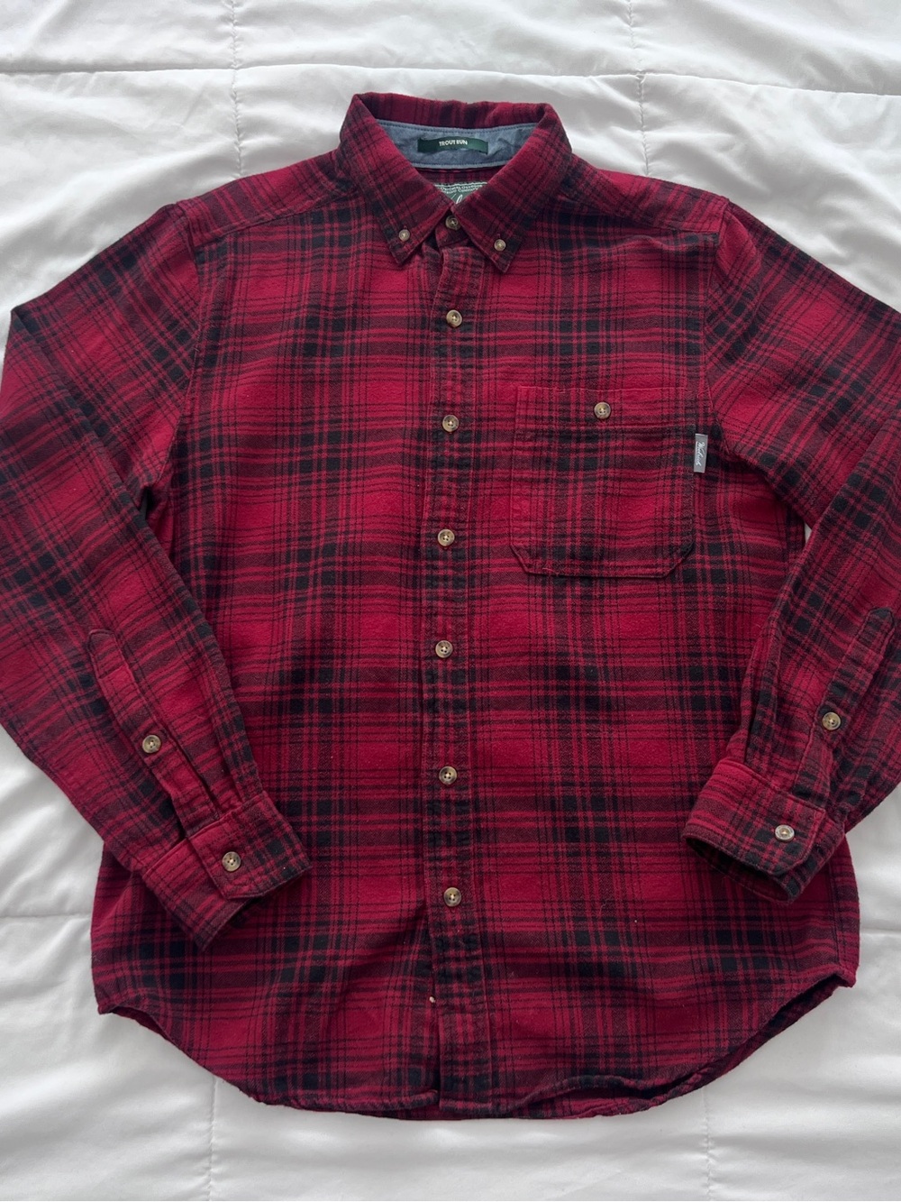Woolrich Red and Black Plaid Flannel Button-Down Shirt